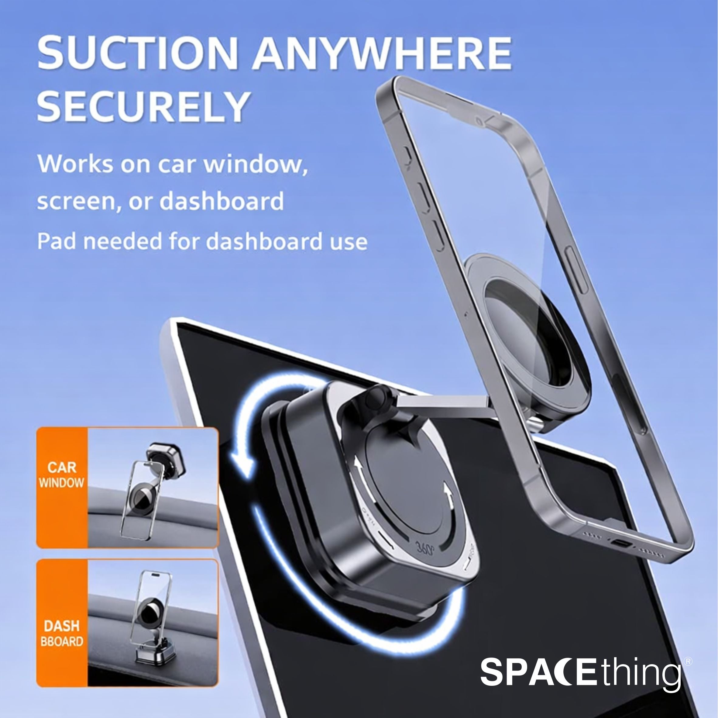 Spacething Magnetic Mount Car Phone Holder | Multi-Angle Adjustable