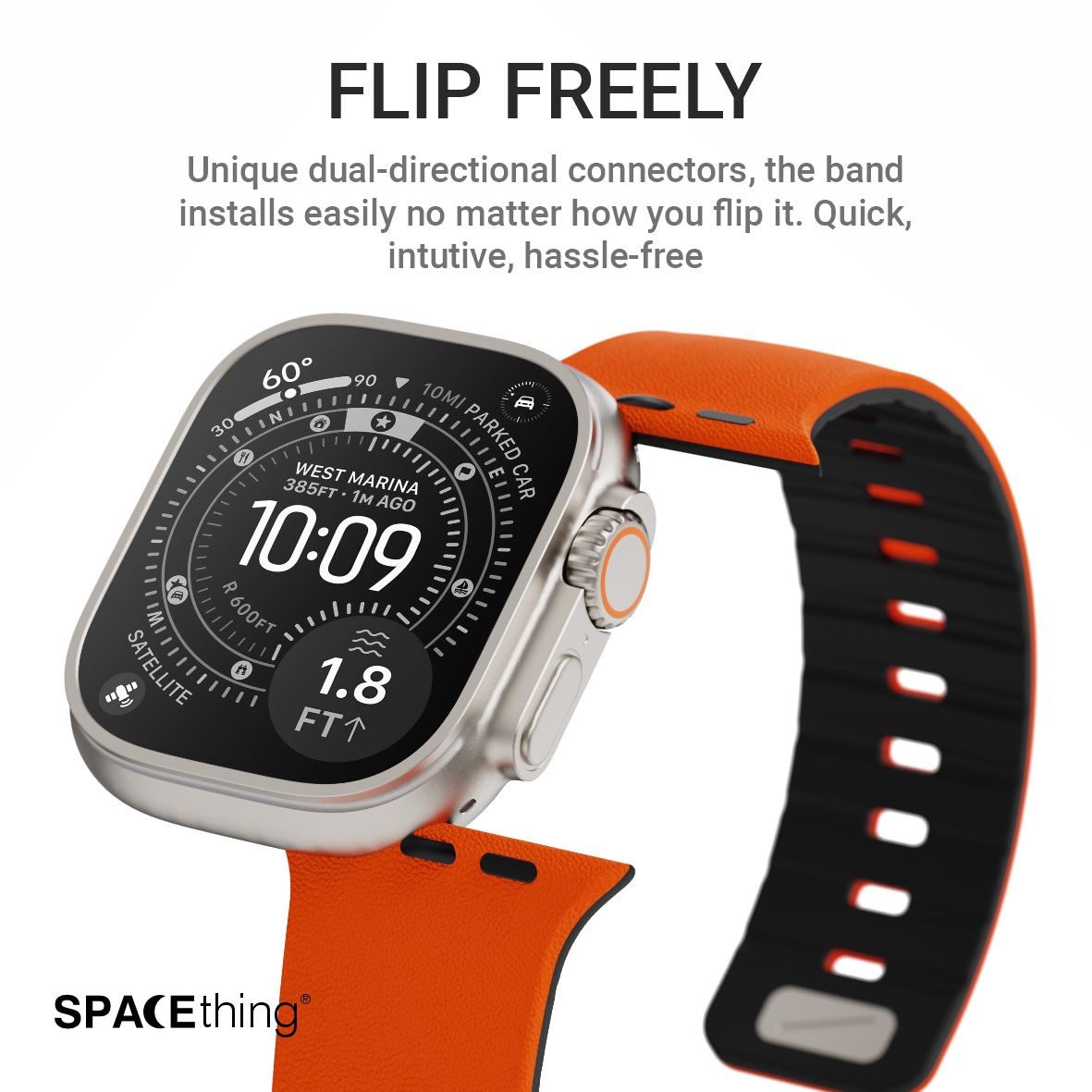 Spacething Omni Apple Watch Band – 49mm / 45mm Size - Orange Black