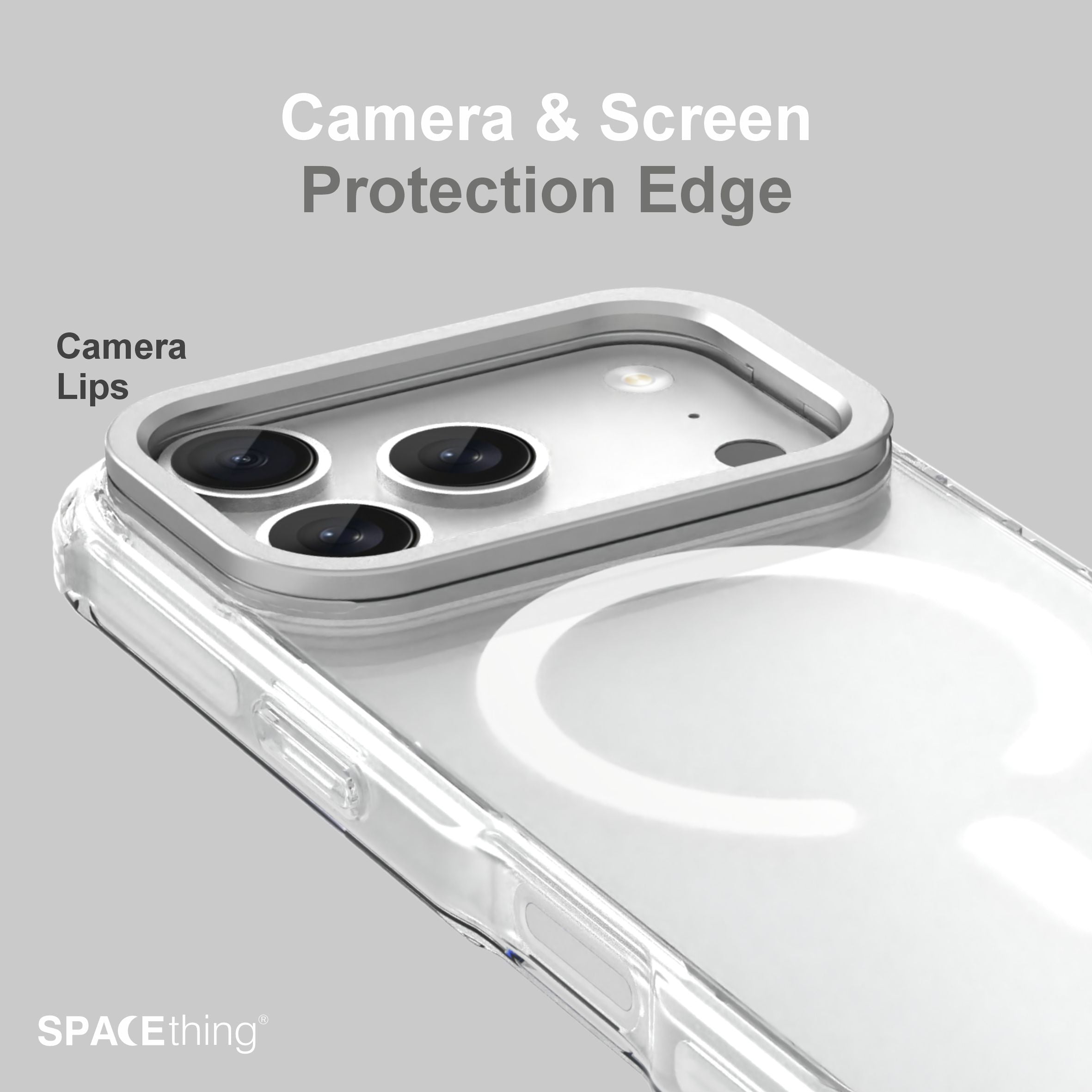 Spacething Helix Stand Case for iPhone 17 Pro Max — Silver