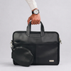 Spacething Helios Leather Laptop Bag With Free Tech Organiser Pouch - Black