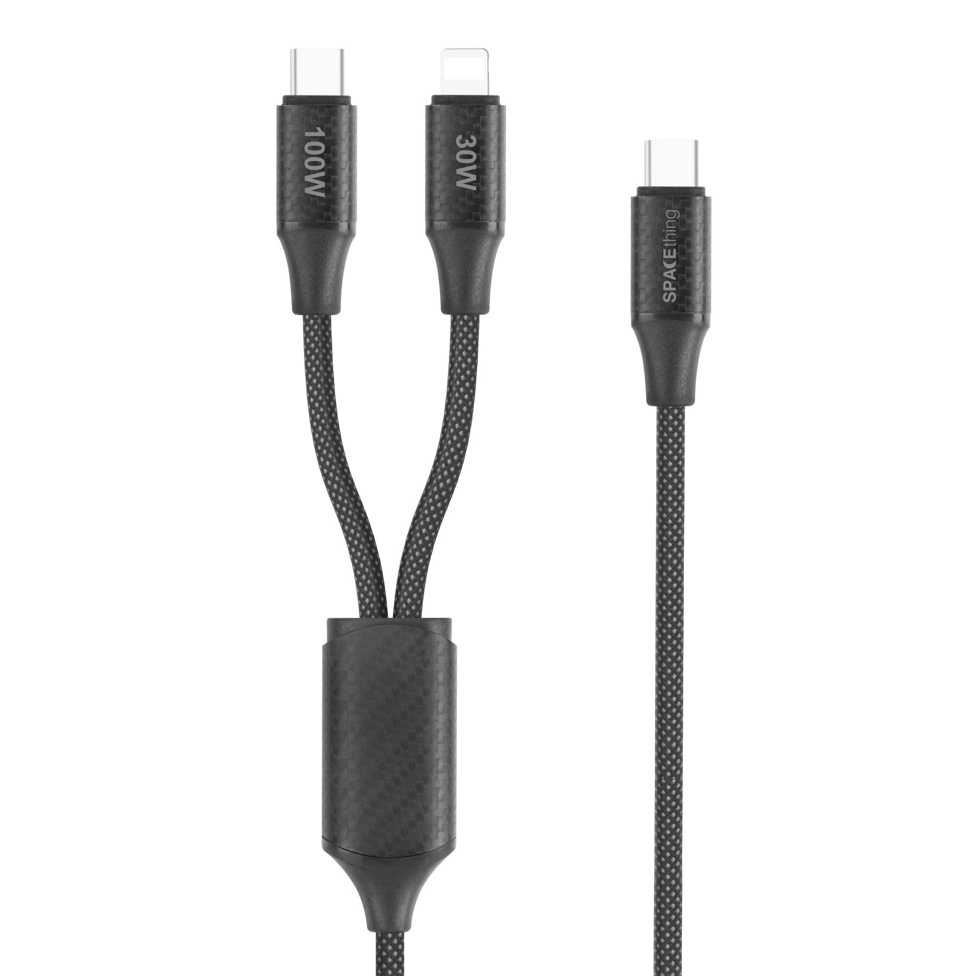 Spacething Flow 2 IN 1 Cable C TO C & C TO L 1.5 Mtr - Black